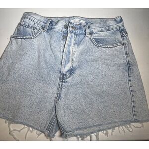 Womens PacSun High Rise Relaxed Shorts Button Fly‎ Blue Size 30 Distressed